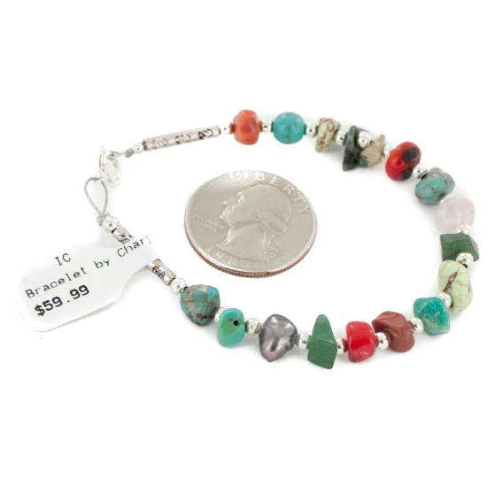 Certified Authentic .925 Sterling Silver Navajo Natural Turquoise and Multicolor Stones Native American Bracelet 12907-3 Certified Authentic .925 Sterling Silver Navajo Natural Turquoise and Multicolor Stones Native American Bracelet 12907-3