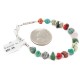Certified Authentic .925 Sterling Silver Navajo Natural Turquoise and Multicolor Stones Native American Bracelet 12907-3