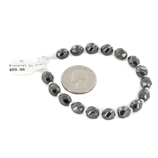 Certified Authentic .925 Sterling Silver Navajo Natural Hematite Native American Bracelet 12907-2 Certified Authentic .925 Sterling Silver Navajo Natural Hematite Native American Bracelet 12907-2