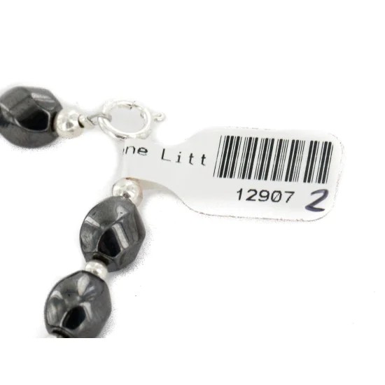 Certified Authentic .925 Sterling Silver Navajo Natural Hematite Native American Bracelet 12907-2 Certified Authentic .925 Sterling Silver Navajo Natural Hematite Native American Bracelet 12907-2