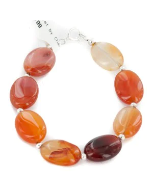 Certified Authentic .925 Sterling Silver Navajo Natural Carnelian Native American Bracelet 12742-203