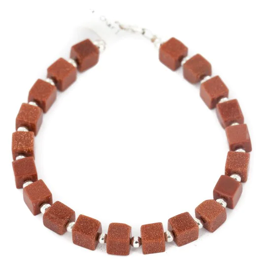Certified Authentic .925 Sterling Silver Navajo Natural Goldstone Native American Bracelet 12907-4