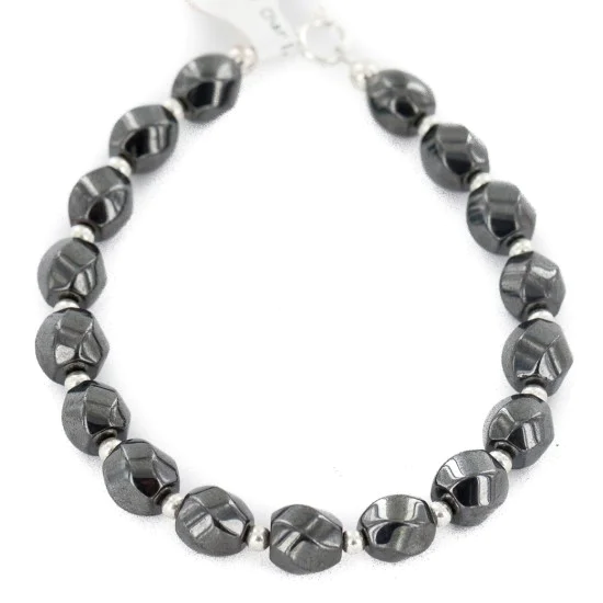 Certified Authentic .925 Sterling Silver Navajo Natural Hematite Native American Bracelet 12907-2 Certified Authentic .925 Sterling Silver Navajo Natural Hematite Native American Bracelet 12907-2