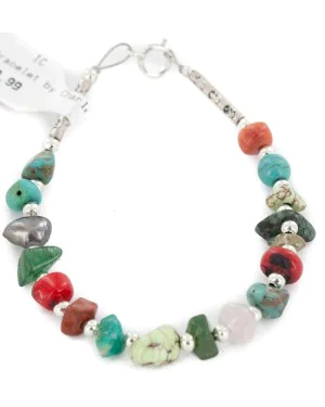 Certified Authentic .925 Sterling Silver Navajo Natural Turquoise and Multicolor Stones Native American Bracelet 12907-3 Certified Authentic .925 Sterling Silver Navajo Natural Turquoise and Multicolor Stones Native American Bracelet 12907-3