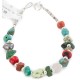 Certified Authentic .925 Sterling Silver Navajo Natural Turquoise and Multicolor Stones Native American Bracelet 12907-3