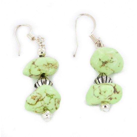 Certified Authentic Navajo .925 Sterling Silver Hooks Gaspeite Native American Earrings 18072-53 Certified Authentic Navajo .925 Sterling Silver Hooks Gaspeite Native American Earrings 18072-53