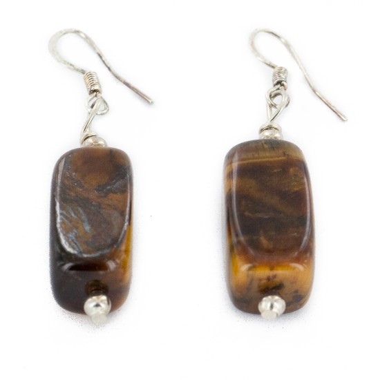 Certified Authentic Navajo .925 Sterling Silver Hooks Natural Tigers Eye Native American Earrings 18072-56 Certified Authentic Navajo .925 Sterling Silver Hooks Natural Tigers Eye Native American Earrings 18072-56