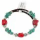 Certified Authentic Navajo Coral Natural Turquoise Heishi Adjustable Wrap Native American Bracelet 12742-75