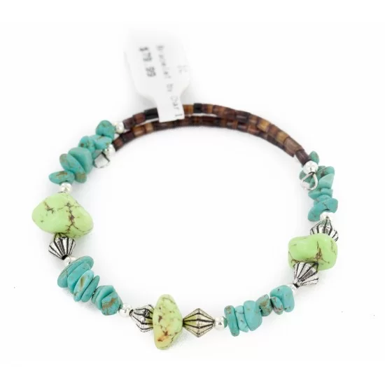 Certified Authentic Navajo Natural Turquoise Gaspeite Heishi Adjustable Wrap Native American Bracelet 12742-71 Certified Authentic Navajo Natural Turquoise Gaspeite Heishi Adjustable Wrap Native American Bracelet 12742-71