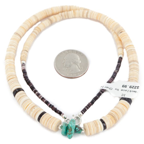 Certified Authentic Navajo .925 Sterling Silver Natural Turquoise Graduated Melon Shell Native American Necklace 14905-4 Certified Authentic Navajo .925 Sterling Silver Natural Turquoise Graduated Melon Shell Native American Necklace 14905-4