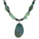 Certified Authentic Navajo .925 Sterling Silver Natural Turquoise Green Agate Jade Hematite Native American Necklace  16090-7