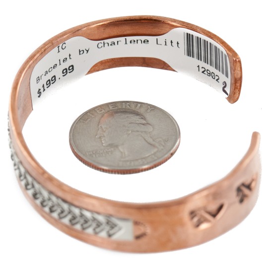 Handmade Certified Authentic Navajo .925 Sterling Silver Pure Copper Native American Bracelet 12902-2 Handmade Certified Authentic Navajo .925 Sterling Silver Pure Copper Native American Bracelet 12902-2