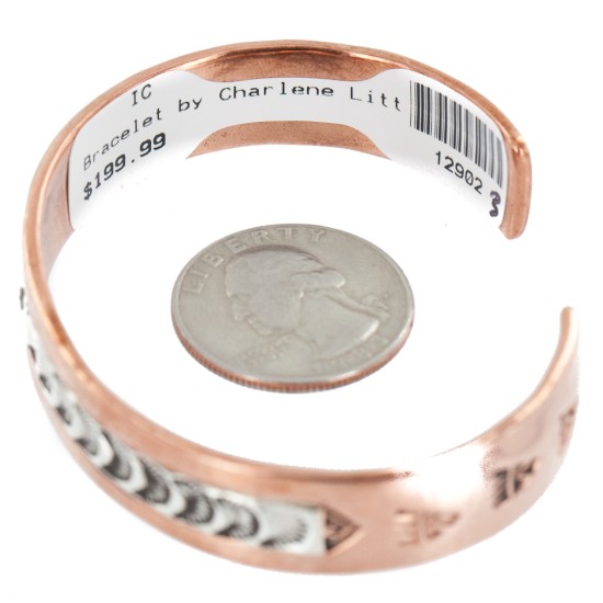 Handmade Certified Authentic Navajo Pure .925 Sterling Silver Copper Native American Bracelet 12902-3 Handmade Certified Authentic Navajo Pure .925 Sterling Silver Copper Native American Bracelet 12902-3