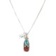 .925 Sterling Silver Handmade Certified Authentic Navajo Natural Turquoise Coral Native American Necklace 14747-2
