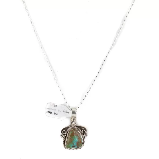 .925 Sterling Silver Handmade Certified Authentic Navajo Natural Turquoise Native American Necklace 12816 .925 Sterling Silver Handmade Certified Authentic Navajo Natural Turquoise Native American Necklace 12816
