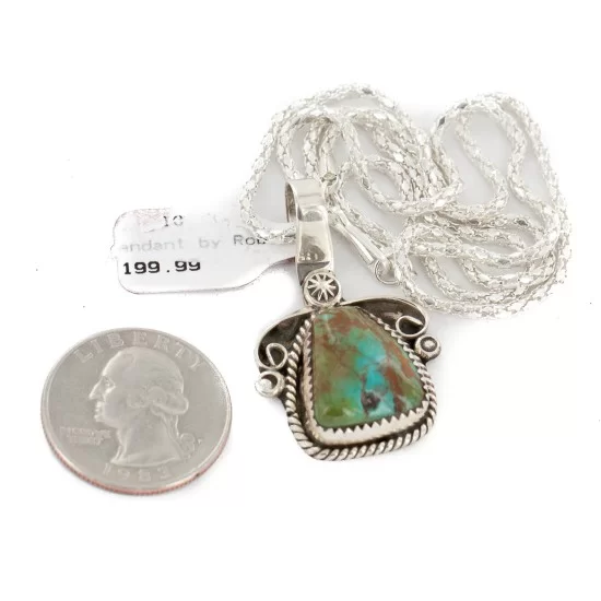 .925 Sterling Silver Handmade Certified Authentic Navajo Natural Turquoise Native American Necklace 12816 .925 Sterling Silver Handmade Certified Authentic Navajo Natural Turquoise Native American Necklace 12816