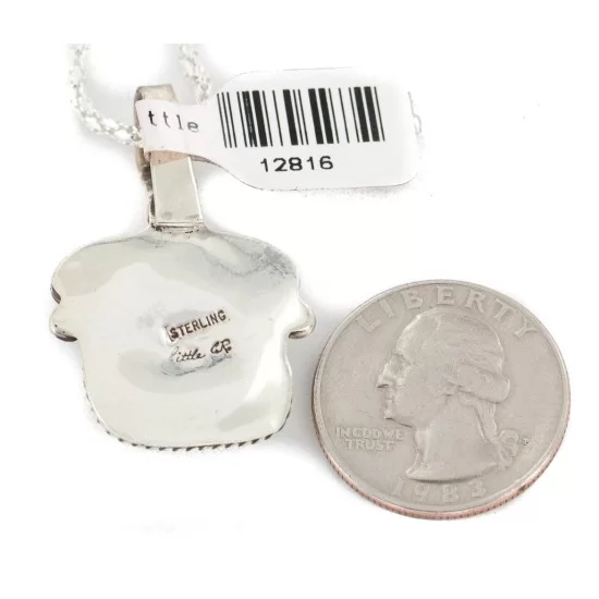 .925 Sterling Silver Handmade Certified Authentic Navajo Natural Turquoise Native American Necklace 12816 .925 Sterling Silver Handmade Certified Authentic Navajo Natural Turquoise Native American Necklace 12816