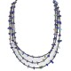 3 Strand Certified Authentic Navajo .925 Sterling Silver Natural Turquoise Lapis Native American Necklace 16094-2