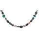 Certified Authentic Navajo .925 Sterling Silver Natural Turquoise Multicolor Chain Native American Necklace 14905-2