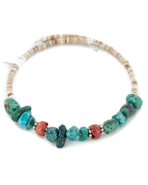 Certified Authentic Navajo Natural Spiderweb Turquoise Heishi Coral Adjustable Wrap Native American Bracelet 12905 Certified Authentic Navajo Natural Spiderweb Turquoise Heishi Coral Adjustable Wrap Native American Bracelet 12905