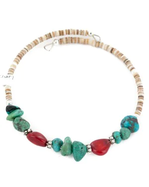 Certified Authentic Navajo Natural Turquoise Coral Heishi Adjustable Wrap Native American Bracelet 12906 Certified Authentic Navajo Natural Turquoise Coral Heishi Adjustable Wrap Native American Bracelet 12906