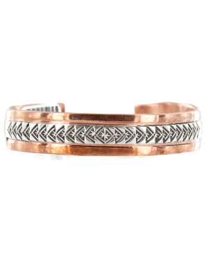 Handmade Certified Authentic Navajo .925 Sterling Silver Pure Copper Native American Bracelet 12902-2 Handmade Certified Authentic Navajo .925 Sterling Silver Pure Copper Native American Bracelet 12902-2