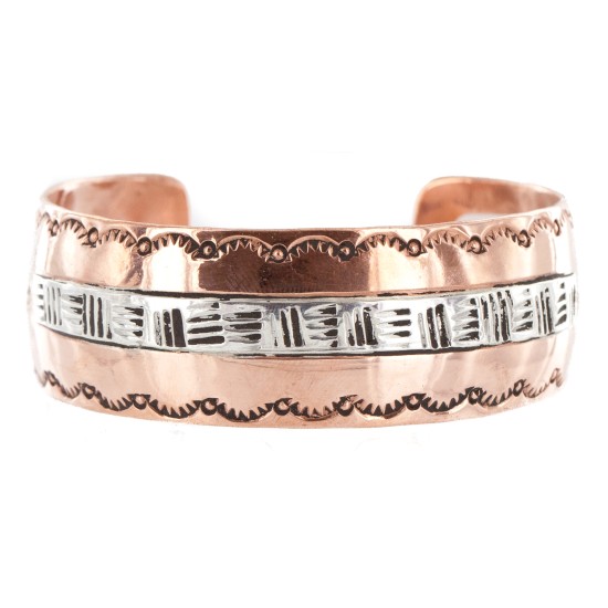 Handmade Certified Authentic Navajo Pure .925 Sterling Silver and Copper Native American Bracelet 12899-3 Handmade Certified Authentic Navajo Pure .925 Sterling Silver and Copper Native American Bracelet 12899-3