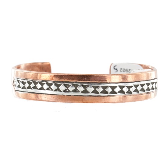 Handmade Certified Authentic Navajo Pure .925 Sterling Silver and Copper Native American Bracelet 12902-5 Handmade Certified Authentic Navajo Pure .925 Sterling Silver and Copper Native American Bracelet 12902-5