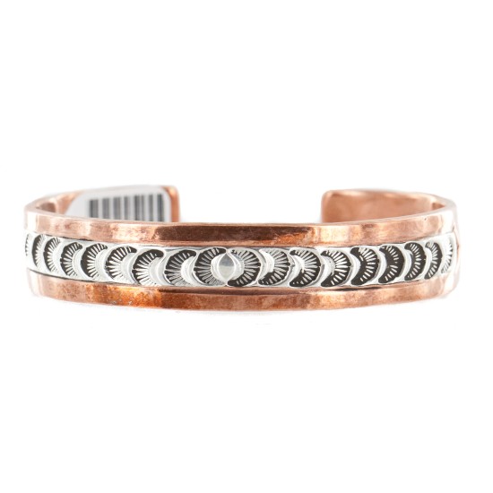Handmade Certified Authentic Navajo Pure .925 Sterling Silver Copper Native American Bracelet 12902-3 Handmade Certified Authentic Navajo Pure .925 Sterling Silver Copper Native American Bracelet 12902-3