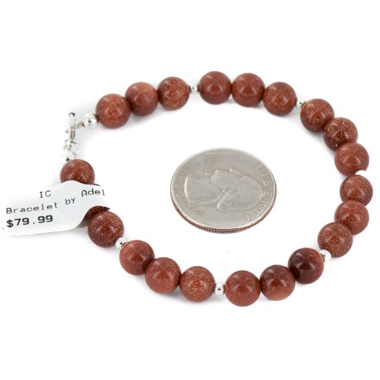 Certified Authentic .925 Sterling Silver Navajo Natural Goldstone Native American Bracelet 12895-2 Certified Authentic .925 Sterling Silver Navajo Natural Goldstone Native American Bracelet 12895-2