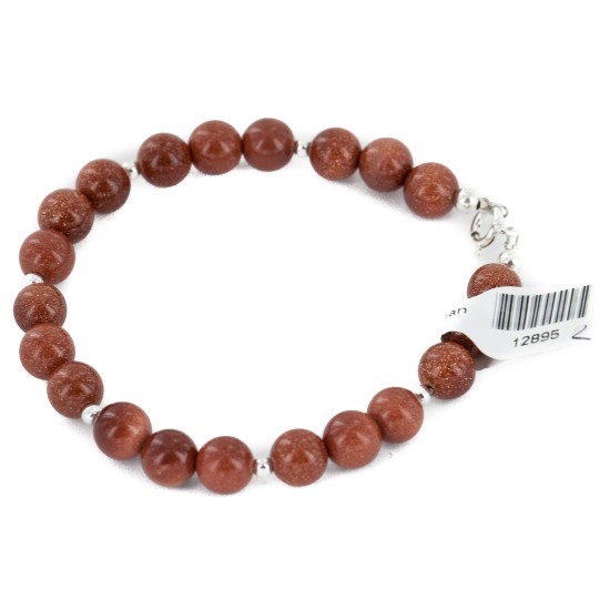Certified Authentic .925 Sterling Silver Navajo Natural Goldstone Native American Bracelet 12895-2 Certified Authentic .925 Sterling Silver Navajo Natural Goldstone Native American Bracelet 12895-2