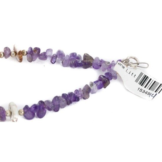 Certified Authentic .925 Sterling Silver White Howlite Amethyst Native American Necklace 15349-14 Certified Authentic .925 Sterling Silver White Howlite Amethyst Native American Necklace 15349-14