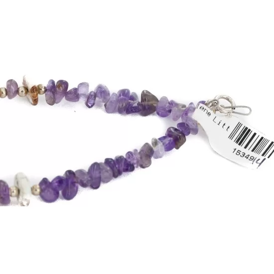 Certified Authentic .925 Sterling Silver White Howlite Amethyst Native American Necklace 15349-14