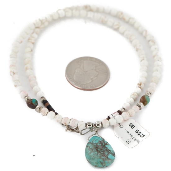 Certified Authentic Navajo .925 Sterling Silver White Howlite Native American Necklace 25232-2 Certified Authentic Navajo .925 Sterling Silver White Howlite Native American Necklace 25232-2