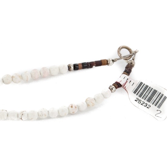 Certified Authentic Navajo .925 Sterling Silver White Howlite Native American Necklace 25232-2 Certified Authentic Navajo .925 Sterling Silver White Howlite Native American Necklace 25232-2
