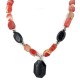 Certified Authentic Navajo .925 Sterling Silver Natural Black Onyx Carnelian Native American Necklace 15760-11