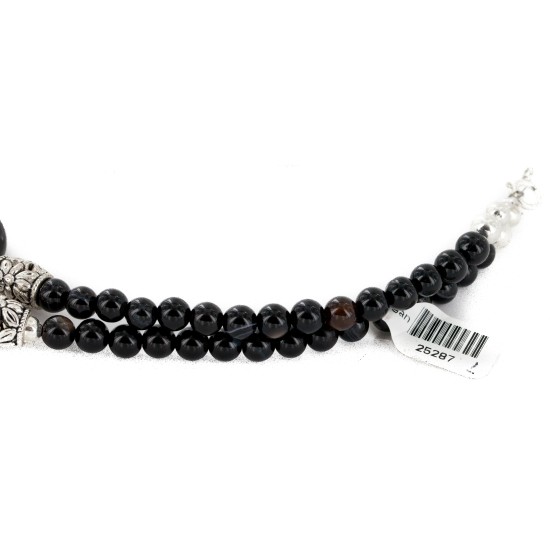 Certified Authentic Navajo .925 Sterling Silver Natural Black Onyx Native American Necklace 25287-2 Certified Authentic Navajo .925 Sterling Silver Natural Black Onyx Native American Necklace 25287-2