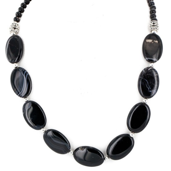 Certified Authentic Navajo .925 Sterling Silver Natural Black Onyx Native American Necklace 25287-2 Certified Authentic Navajo .925 Sterling Silver Natural Black Onyx Native American Necklace 25287-2