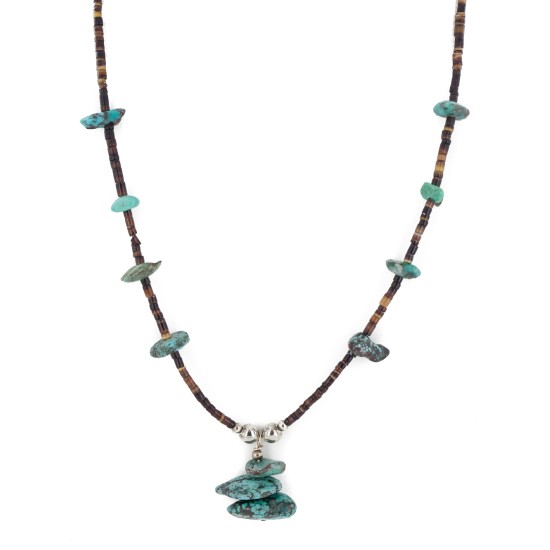 Certified Authentic Navajo .925 Sterling Silver Natural Spiderweb Turquoise Heishi Native American Necklace 15205-2 Certified Authentic Navajo .925 Sterling Silver Natural Spiderweb Turquoise Heishi Native American Necklace 15205-2