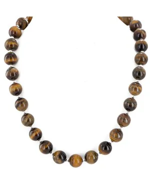 Certified Authentic Navajo .925 Sterling Silver Natural Tigers Eye Native American Necklace 25288-2 Certified Authentic Navajo .925 Sterling Silver Natural Tigers Eye Native American Necklace 25288-2