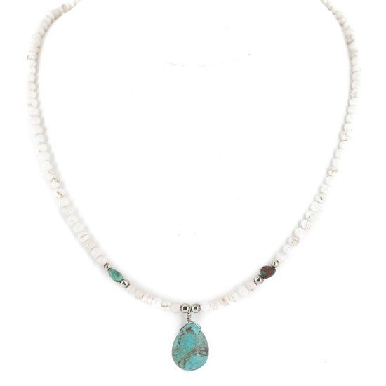 Certified Authentic Navajo .925 Sterling Silver White Howlite Native American Necklace 25232-2 Certified Authentic Navajo .925 Sterling Silver White Howlite Native American Necklace 25232-2