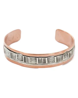 Handmade Certified Authentic Navajo Pure .925 Sterling Silver and Copper Native American Bracelet 12703-4
