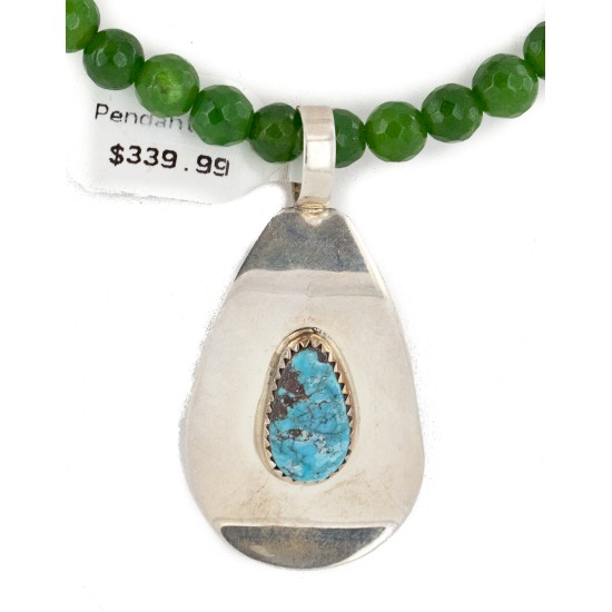 .925 Sterling Silver Handmade Certified Authentic Natural Turquoise Green Quartz Native American Necklace 24337-16076-13 .925 Sterling Silver Handmade Certified Authentic Natural Turquoise Green Quartz Native American Necklace 24337-16076-13