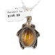 .925 Sterling Silver Handmade Certified Authentic Navajo Natural Tigers Eye Native American Necklace 12674-1