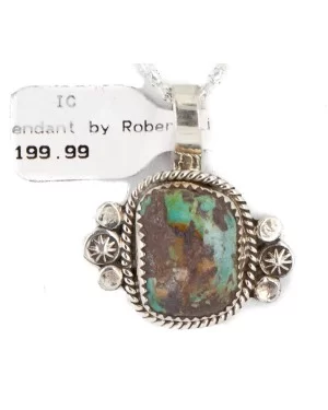 .925 Sterling Silver Handmade Certified Authentic Navajo Natural Turquoise Native American Necklace 12816-2 .925 Sterling Silver Handmade Certified Authentic Navajo Natural Turquoise Native American Necklace 12816-2