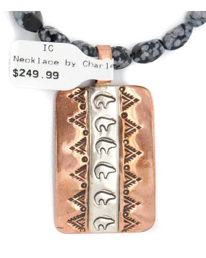 Handmade Certified Authentic Navajo Pure .925 Sterling Silver and Copper Natural Turquoise Snowflake Stone Native American Necklace 16973-2-16037-6 Handmade Certified Authentic Navajo Pure .925 Sterling Silver and Copper Natural Turquoise Snowflake Stone Native American Necklace 16973-2-16037-6