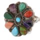 Petit Point Handmade Certified Authentic Zuni .925 Sterling Silver Natural Turquoise and Multicolor Native American Ring 16881 Petit Point Handmade Certified Authentic Zuni .925 Sterling Silver Natural Turquoise and Multicolor Native American Ring 16881