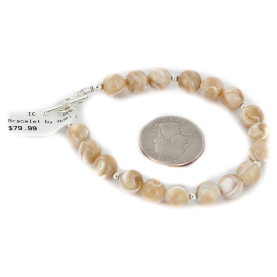 Navajo Nickel Natural Agate Bracelet 12920-4 Navajo Nickel Natural Agate Bracelet 12920-4