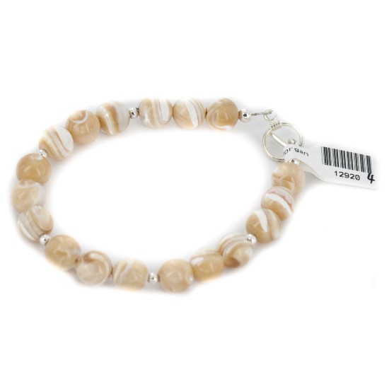 Navajo Nickel Natural Agate Bracelet 12920-4 Navajo Nickel Natural Agate Bracelet 12920-4