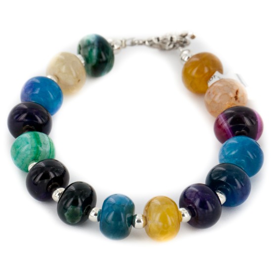 Certified Authentic Navajo Nickel Natural Multicolor Stones Native American Bracelet 12921-3 Certified Authentic Navajo Nickel Natural Multicolor Stones Native American Bracelet 12921-3